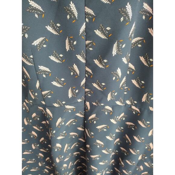 LOFT Navy Blue Botanical-Print V-Neck Short Sleeve A-Line Dress Plus Size 22 - Picture 7 of 12